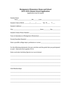 Montgomery Elementary Home and School 2015-2016 Alumni Award Application