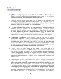 Civil Procedure I  1.  Syllabus: Fall 2013, Professor Sample