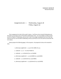 Assignments for — Wednesday, August 28 Friday, August 30 Contracts  Section B