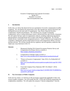 S&amp;S – 12/15/2014  Executive Compensation and Corporate Governance Spring 2015