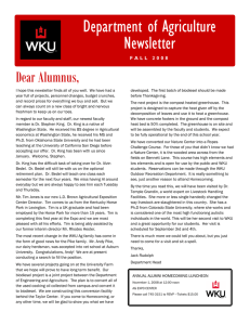 Department of Agriculture Newsletter Dear Alumnus,