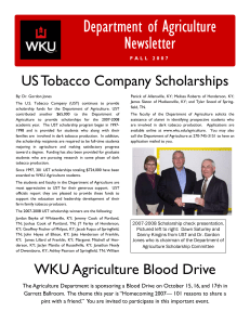 Department of Agriculture Newsletter US Tobacco Company Scholarships