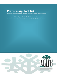 Partnership Tool Kit   Secondary and Postsecondary Students’ Guide to Creating Service Projects  