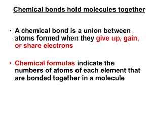 Chemical bonds hold molecules together atoms formed when they  indicate the