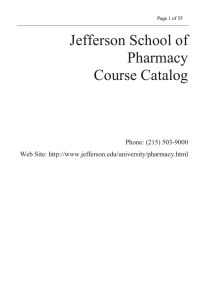 Jefferson School of Pharmacy Course Catalog
