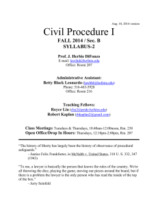 Civil Procedure I FALL 2014 / Sec. B SYLLABUS-2