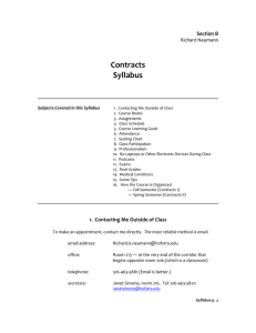 Contracts Syllabus Section B Richard Neumann