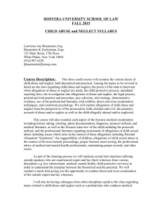 HOFSTRA UNIVERSITY SCHOOL OF LAW FALL 2015 CHILD ABUSE and NEGLECT SYLLABUS