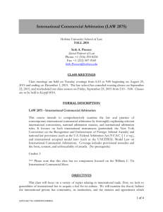 International Commercial Arbitration (LAW 2875)