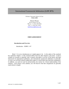 International Commercial Arbitration (LAW 2875)