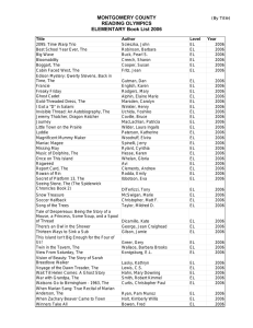 MONTGOMERY COUNTY READING OLYMPICS ELEMENTARY Book List 2006