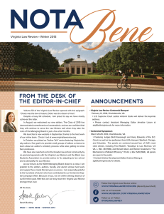 Bene Nota From the Desk of the Editor-in-Chief
