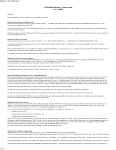 CS PhD Qualification (Systems Area) Nov. 2, 2006