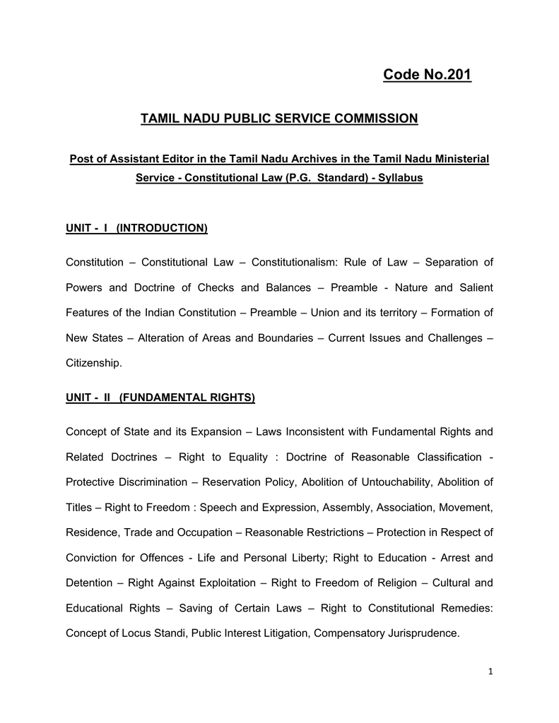 Code No 201 Tamil Nadu Public Service Commission
