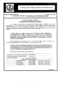 ADVERTISEMENT NO:399 DATED: 19.09.2014 (Commission's Website -