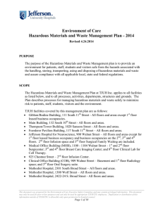 Environment of Care Hazardous Materials and Waste Management Plan - 2014