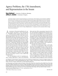 Agency Problems, the 17th Amendment, and Representation in the Senate Sean Gailmard