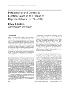 Partisanship and Contested Election Cases in the House of Representatives, 1789 –2002