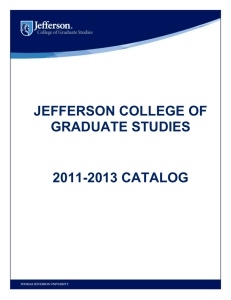 JEFFERSON COLLEGE OF GRADUATE STUDIES -201 CATALOG