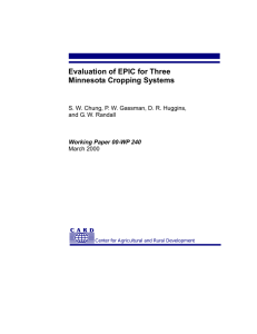 Evaluation of EPIC for Three Minnesota Cropping Systems  Working Paper 00-WP 240