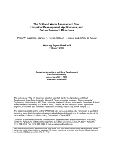 The Soil and Water Assessment Tool: Historical Development, Applications, and