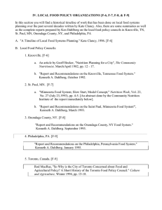 IV. LOCAL FOOD POLICY ORGANIZATIONS [F-6, F-7, F-8, &amp; F-9]