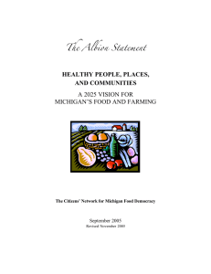 The Albion Statement HEALTHY PEOPLE, PLACES, AND COMMUNITIES A 2025 VISION FOR