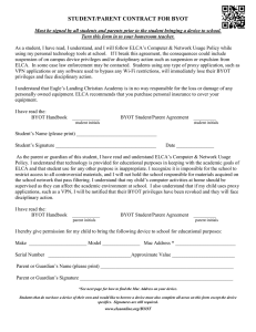 STUDENT/PARENT CONTRACT FOR BYOT