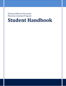 Student Handbook  Thomas Jefferson University Physician Assistant Program