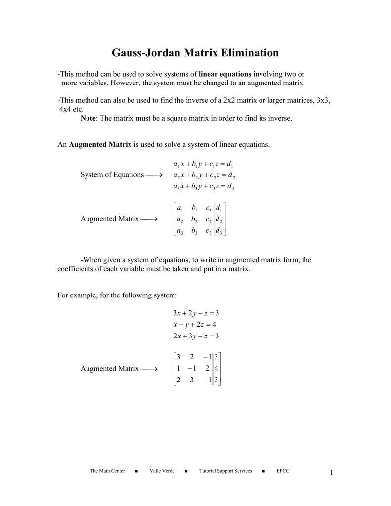 Gauss-Jordan Matrix