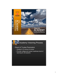 ACADEMY Academy Visioning Process • Board of Trustee Parameters