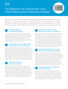 Ten Reasons You Should Get Cisco CCNA Routing and Switching Certified