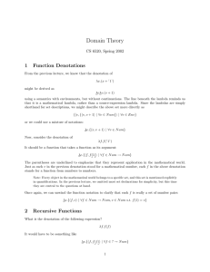 Domain Theory 1 Function Denotations CS 6520, Spring 2002