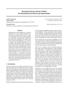 Maximum Entropy Markov Models for Information Extraction and Segmentation