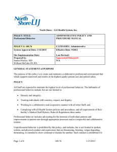 North Shore – LIJ Health System, Inc. POLICY TITLE: ADMINISTRATIVE POLICY AND