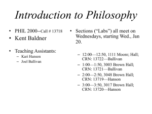 Introduction to Philosophy •  Kent Baldner