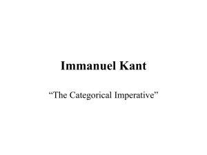 Immanuel Kant “The Categorical Imperative”