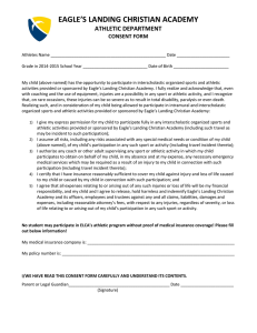 EAGLE’S LANDING CHRISTIAN ACADEMY  ATHLETIC DEPARTMENT CONSENT FORM