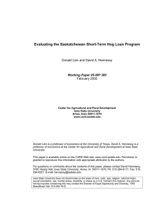 Evaluating the Saskatchewan Short-Term Hog Loan Program February 2005