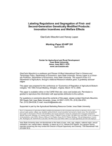 Labeling Regulations and Segregation of First- and Second-Generation Genetically Modified Products: