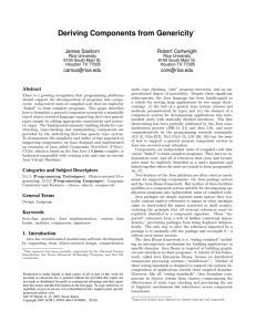 Deriving Components from Genericity James Sasitorn Robert Cartwright