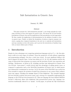 Safe Instantiation in Generic Java January 31, 2003