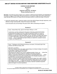 B) 2005 AP@ UNITED STATES HISTORY FREE-RESPONSE QUESTIONS (Form UNITED STATES HISTORY