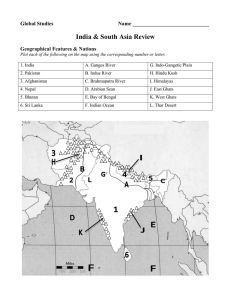 India &amp; South Asia Review Global Studies  Name _____________________________