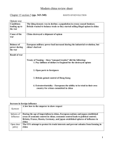 Modern china review sheet  (pp. 343-348) Opium war