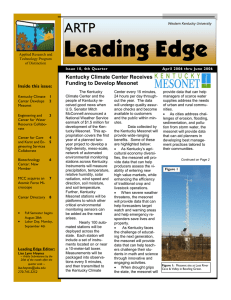 Kentucky Climate Center Receives Funding to Develop Mesonet Inside this issue: