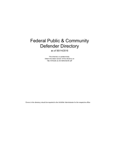 Federal Public &amp; Community Defender Directory as of 06/14/2016