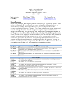 North Penn High School Science Department Advanced Placement Biology (3027) 2015 – 2016