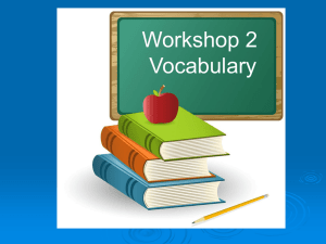 Workshop 1 Workshop 2 Vocabulary