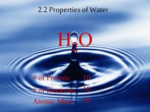 H O 2 2.2 Properties of Water